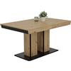Hela Tische, Agnes - Tavolo da pranzo con base a colonne, materiale a base di legno rivestito in melammina, finitura rovere Artisan, meccanismo ad apertura sincronizzata, 140-220 x 90 x 76 cm