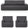 Eysa copridivano elastico pack trio 3 + 1 + 1 posto colore antracite design Luz