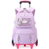 Voici et Voila Zaini Scuola con Ruote per Ragazza Zaino Trolley Elementare Scuola Bambini Zainetti Bambina Cartella Scuola Borsa Ragazze Viaggio Viola 32x18x45cm