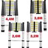 Feidak Scala telescopica 2,6M/3,2M/3,8M/4,4 m, in alluminio, pieghevole, multifunzione, antiscivolo, estensibile, scaletta a pioli, portatile, scala scorrevole leggera, portata 150 kg