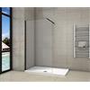 AICAit AICA Parete Doccia Walk-In 60x200cm con telaio nero opaco vetro temperato 8 mm easy clean con barra stabilizzatrice nero opaco regolabile 73-120cm