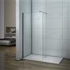 AICA Parete Doccia Walk In Vetro Temperato Trasparente Anticalcare 8 mm Con Barra Stabilizzatrice regolabile da 70-120cm misura 100x200cm