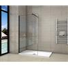 AICAit Parete Doccia Walk-In 100x200 cm con telaio nero opaco vetro temperato 8 mm easy clean con barra stabilizzatrice nero opaco Tagliabile: 90cm