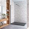 GENERIC Parete Fissa Doccia Walk In 100x200cm in Vetro 8 mm Temperato Trasparente Anticalcare Con Barra Stabilizzatrice da 90 cm Tagliabile Profilo Nero Opaco