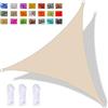 YAOYI Tenda A Vela Triangolare 3x4x5m Vela Ombreggiante Impermeabile, Protezione Raggi UV 98%, per Feste All'aperto in Terrazza Giardino, con Corda, Bianco Crema