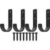 QJKEJI Set di ganci da parete impieghi gravosi, ganci a J per garage, biciclette, attrezzature da giardino, attrezzi e guardaroba - Robusto montaggio a parete con staffa (110mm/4.33in/4pcs)