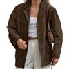 Attria Cottagecore - Giacche oversize in pelle scamosciata Y2K da donna in camoscio blazer autunnale casual giacca a maniche lunghe capispalla, Marrone, M