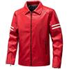 Generisch Giacca da motociclista da uomo, vintage e da uomo, in ecopelle, con risvolto, casual, da motociclista, con chiusura lampo, casual, classica, in pelle, per tutti i giorni, club, Colore: rosso, S