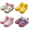 FedMois 4 Paia Calzini Scarpe Antiscivolo Calze a Pantofola Cotone Neonati Bimbi, Volpi e Orsi, 0-6 mesi