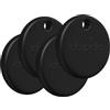 Chipolo POP Tracker Tag - Colorato, compatibile, forte Bluetooth Tracker con Chiama il tuo telefono & fuori portata, funziona con Apple Find My o Google's Find My Device - 4 Pezzi (Nero)