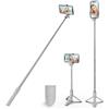 PINHEN Treppiede per selfie stick stabile con telecomando Bluetooth rimovibile, compatibile con iPhone 15 Pro Max/15 Plus/14/13, Samsung, LG, Google Smartphone (bianco)