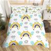 Homemissing Set di biancheria da letto per bambini, ragazzi e ragazze, con grazioso copripiumino con motivo arcobaleno e nuvole, per camera da letto, decorazione per camera da letto, 2 pezzi