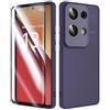 SMYTU Cover per Xiaomi Redmi Note 13 Pro 4G 6,67 Pollici con Vetro Temperato,Custodia Opaca Hard PC Glassata Traslucida Retro Resistente ai Graffi Silicone Antiurto Protettiva Case - Viola scuro