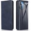 THIYUFUNS Cover a Libro in Pelle Xiaomi Redmi 12C / 11A con Vetro Temperato,Custodia PU Portafoglio Flip Magnetica Wallet Per Xiaomi Redmi 12C / 11A - Blu