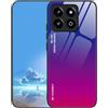 UPLAI Cover per Honor X8 5G/Honor X6/Honor 70 Lite, Ultra Sottile Morbido TPU Silicone Antiurto Custodia Insieme a Colore Sfumato Vetro Temperato, Moda Colorato Caso.Blu Rosso