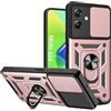 UPLAI Cover per Motorola Moto G54 5G, Ultra Sottile Antiurto Armatura Custodia con Diapositiva Telecamera Cover e Magnetica Supporto Squillo, PC+TPU Durevole Caso.Oro rosa
