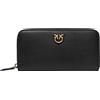 Pinko Ryder Zip Around Vitello Seta, Accessori da viaggio- Portafogli Donna, Z99q_nero-antique Gold, U