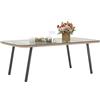 Outsunny Tavolino da Giardino in Rattan PE con Piano in Vetro e Acciaio, 110x60x40 cm, Legno Naturale
