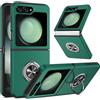 LeYi Cover per Samsung Z Flip5 con Anello Supporto, Custodia Antiurto TPU Silicone Bumper Case Silicone Custodie per Galaxy Z Flip5 5G, Verde