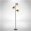 B.K.Licht - Lampada da terra vintage con interruttore a pedale, orientabile, attacco E27, max. 25 watt, piantana lampada da terra, lampada da terra salotto, 166,5 x 22 cm, nero-oro