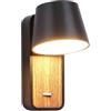 B·LED BARCELONA LED BarcellonaLED Applique da parete LED di lettura nero con interruttore in base di legno Faretto orientabile da 6 W 2700 K per letto salotto