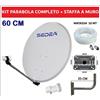 Sedea Kit Antenna Parabola Satellitare 60cm Tivusat Con Illuminatore LNB Cavo e Staffa