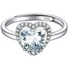 ChicSilver Anelli Regolabili Donna con Opale Vero, Anelli Donna Cuore Argento 925 Opale Pietra Aprile Confezione Regalo