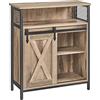 VASAGLE Credenza, Mobile da Cucina, Portaoggetti, con Anta Scorrevole, 30 x 70 x 80 cm, Ripiano Regolabile, Scomparto Aperto, Stile Country, per Soggiorno, Marrone Rovere e Nero LSC089B50