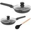 Stone&Stone Set di 2 padelle 20cm 24cm estremamente antiaderente | induzione gas | alluminio e acciaio padella professionale batteria con rivestimento tedesco + 2 coperchi 1 cucchiaio | priva di PFAS
