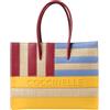 Coccinelle Borsa a Mano in Patchwork con Strisce di Pelle su Rafia Linea Myrtha Aveiro Patch