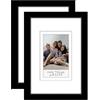 Americanflat Cornice portafoto da 10 x 15 cm, set da 2 pezzi, utilizzabile come cornice da 5 x 7 cm con passepartout per foto a stampa istantanea, mini cornici nere per tavolo e esposizione a parete