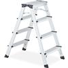 Relaxdays Scala in Alluminio, Pieghevole, Scaletta Bilaterale con 4 Gradini, Step Ladder, Fino 120 kg, Argentato Nero