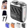 Generic Rasoio elettrico rotativo portatile a doppio anello, 2025, mini rasoi portatili da uomo, ricaricabile tramite USB, impermeabile, rasoio tascabile per barba e peli del corpo, trimmer elettrico da