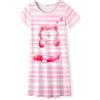 Arshiner Camicia da Notte per Bambine Pigiama A Maniche Corte Rosa Abito da Notte Estivo Carino Abbigliamento per La Casa 140/9-10 Anni