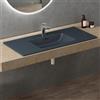 doporro Lavabo Integrale a Incasso Soprapiano 100x48x12 cm Rettangolare in Marmoresina Antracite Opaco, Lavabo Bagno da Appoggio con Foro Rubinetto e Troppopieno Colossum02