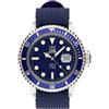 Light Time Submariner Orologio in Plastica Policarbonato da Polso al Quarzo con Cinturino Nylon (44 mm, Blu)