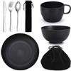 Berglander Set di posate da campeggio 1 pezzi, coltelli riutilizzabili, forchetta, cucchiaio, tazze e piatti e ciotole, set di posate portatili, facile da pulire, lavabile in lavastoviglie