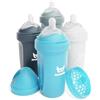 Herobility Biberon doppio anticolica Herobility - 140 ml - Confezione da 4 - Biberon multicolore -Bianco, Grigio, Blu Ferro, Blu