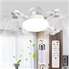 Starnearby Ventilatore da Soffitto con Luce e Telecomando, Lampadario con Ventilatore da Soffitto Silenzioso, Dimmerabile, E27, Lampada da Soffitto LED con Ventilatore (4 Teste+Connettore di Prolunga)