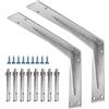 YUMORE Staffa per mensola resistente, 30,5 x 20,3 x 5,1 cm, extra spessa 1/5 cm, staffe a L in acciaio inox per controsoffitto, montaggio a parete, include ferramenta, confezione da 2