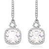 KristLand Elegante Spakle Cubic Zirconia Drop Orecchini Tono Argento Lever-Back Square Taglio Rotondo Placcato Oro Bianco Natale