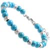 Dada Gioielli - Bracciale Con Significato Pietre Naturali Diversi Colori e Sfere Acciaio Sfaccettate 6mm 17,5+3 cm (Turchese Aulite)