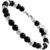 Dada Gioielli - Bracciale Con Significato Pietre Naturali Diversi Colori e Sfere Acciaio Sfaccettate 6mm 17,5+3 cm (Nero Agata)
