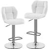 Soberine Set di 2 Sgabelli da Bar, Sedie Girevole Regolabili in Altezza, Sgabello da Cucina in Simipelle con Schienale e Poggiapiedi Moderno Design per Sala da Pranzo, Bancone e Bar Bianco