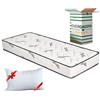 EVERGREENWEB MATERASSI & BEDS EVERGREENWEB - Materasso Singolo 80x195 in Aloe Vera e Waterfoam Ortopedico Alto 20 cm con Cuscino Memory Foam Gratis, Tessuto Antiacaro Effetto MASSAGGIANTE, per Tutti Letti e Reti Singoli - Offerta