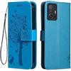 Topme Custodia in Pelle per Xiaomi MI 11T / Xiaomi MI 11T Pro (6.67 Inches), [ Cover per Telefono in Stile Gatto e Albero] - Blu
