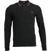 Fred Perry Polo da uomo a maniche lunghe M3636, Verde notte, 3XL