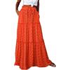 Generic Gonna estiva da donna, a vita alta, elastica, stile bohémien, orlo arricciato, gonna lunga con tasche, maxi gonna bohemien, stile casual bohémien, Watermelon Rosso, M