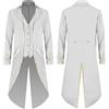 sutelang lurryly Uomini Gotico Giacca Coda Di Pie Nero Steampunk Vittoriano Matrimonio Cosplay Mezza Stagione Vintage Halloween con Pulsante Giacca Uomo Economico Autunno Inverno€, bianco, XXXXL