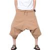 ASDFS Pantaloncini Harem Uomo Pantaloni A Tre Quarti Estivi in Colore Solido Pantaloni A 3/4 Uomo con Coulisse in Vita Pantaloncini Casual Uomo dal Taglio Ampio B-Khaki XXL